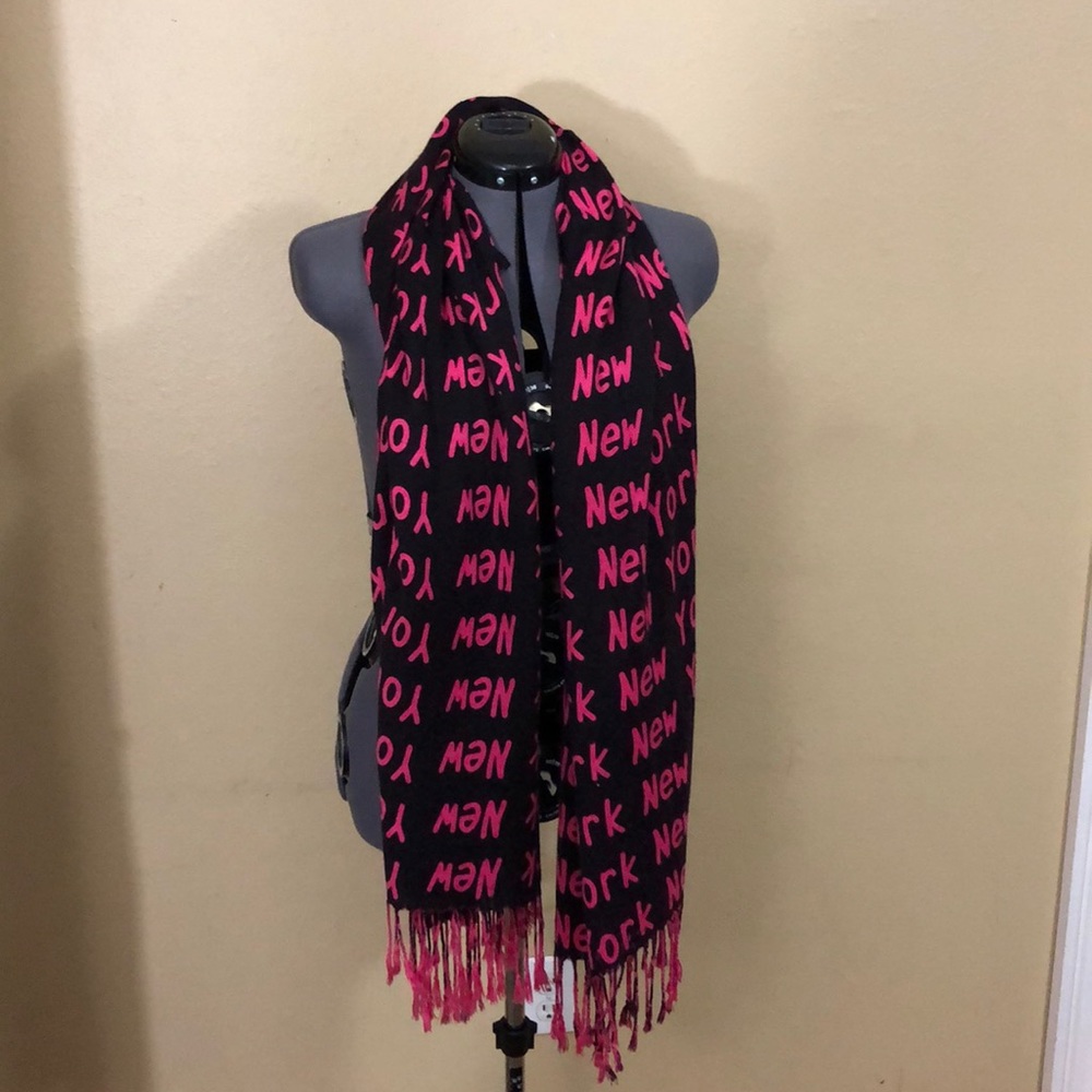 New York Logo Cashmere Wool Blend Scarf